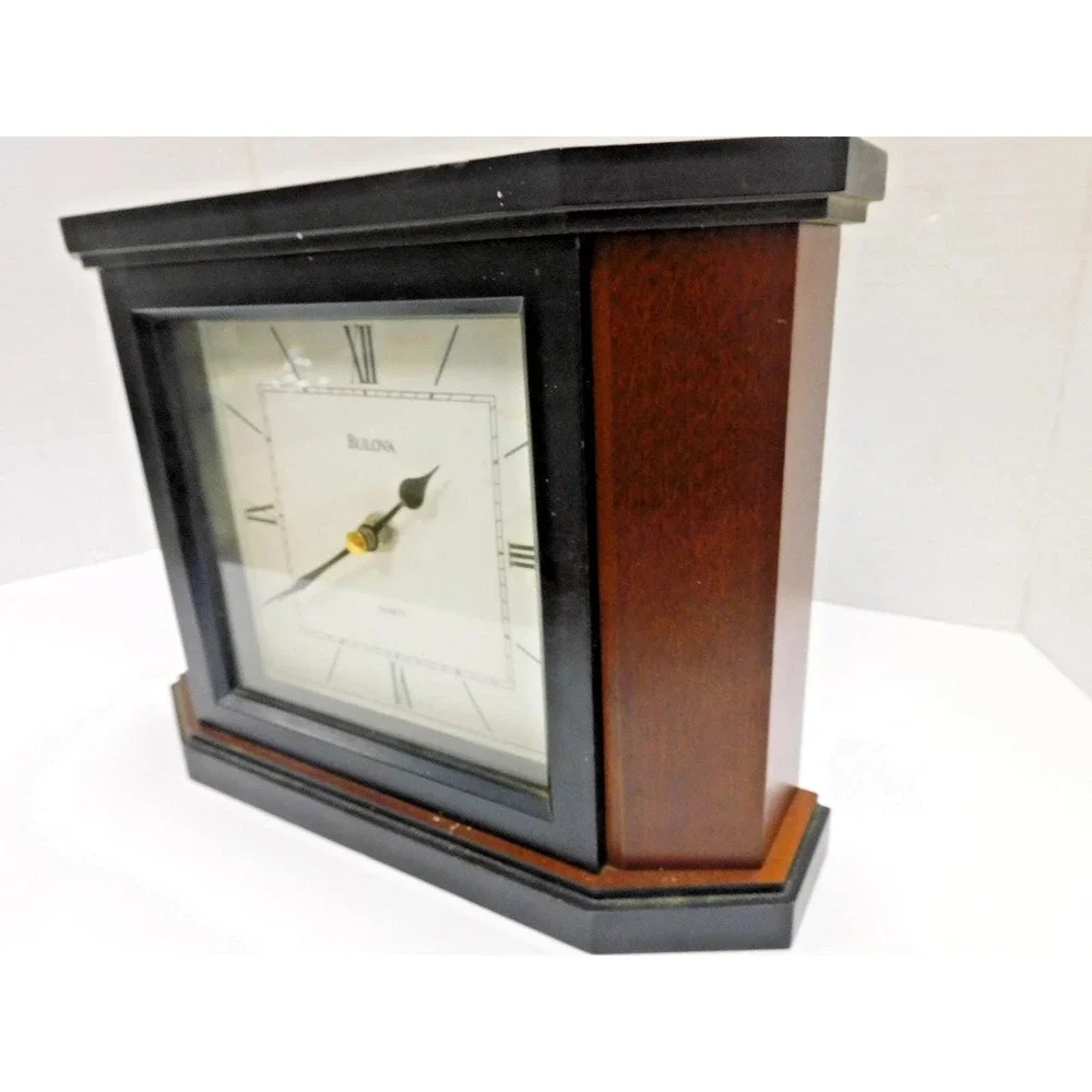 VTG Bulova Mantle Clock Cherry Wood Analong WORKS***JC261